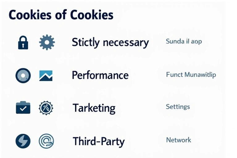 Diagram showing different types of cookies and their functions